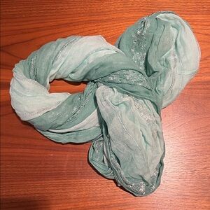 EUC Tommy Bahama Infinity Scarf in Ombré Turquoise with Silver Thread
